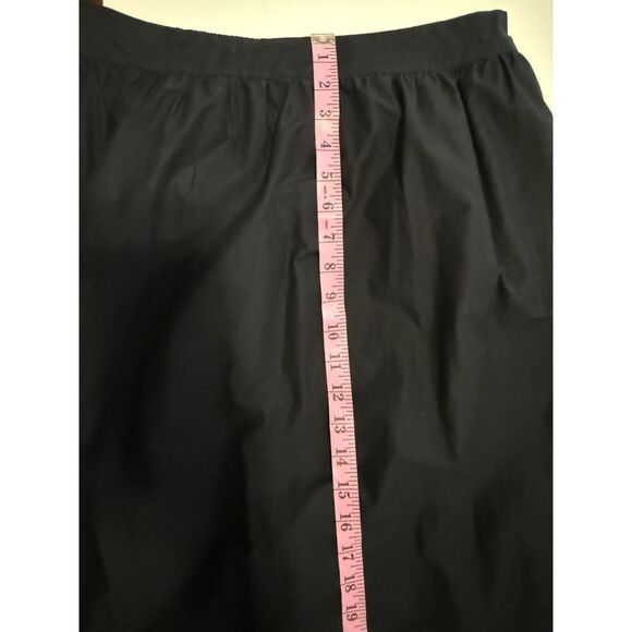 Talbots Embroidered Poplin Skirt Midi Maxi Fit Flare Full Black Pocket Cotton 8 - Picture 9 of 13